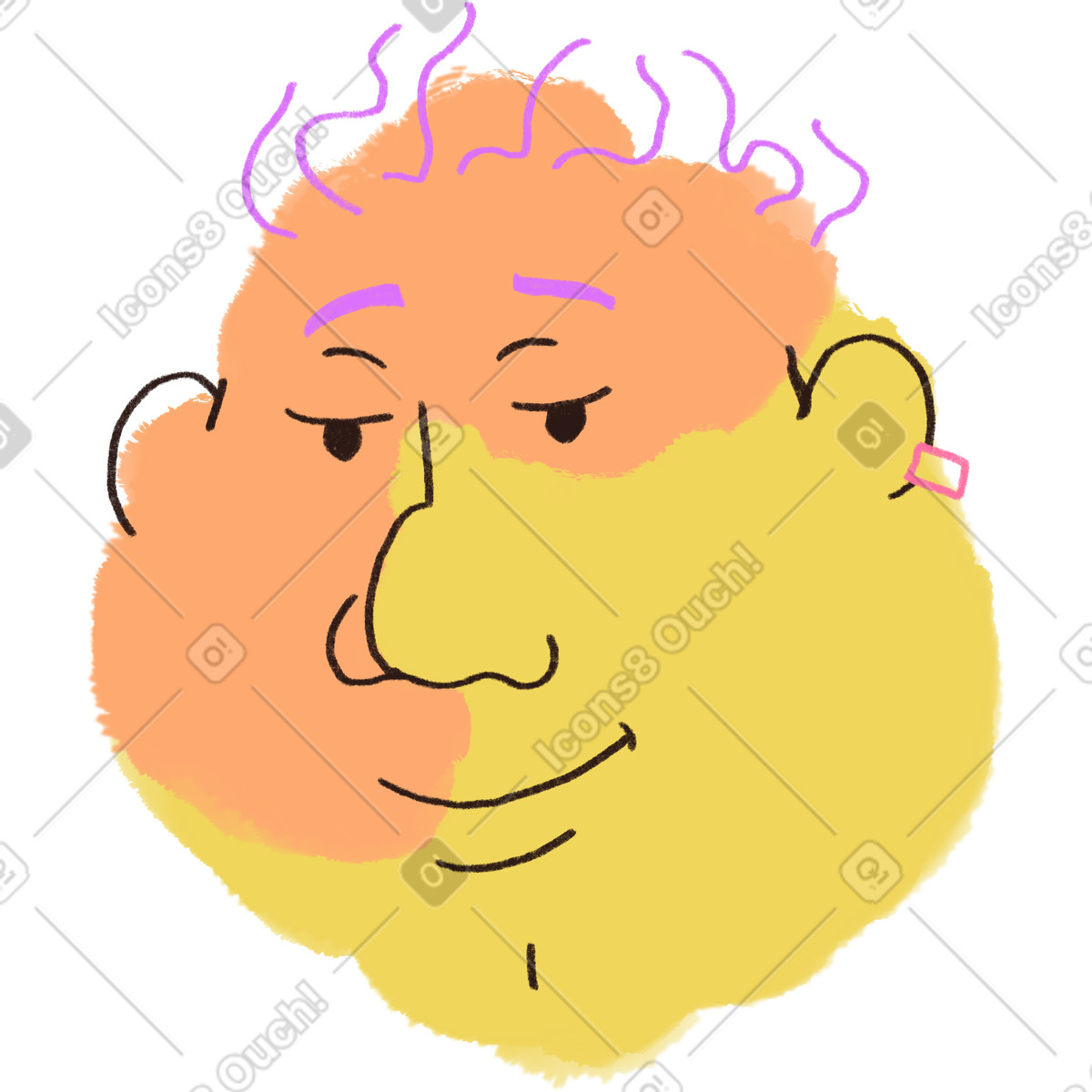 Man with earring illustration in Blobby style download in PNG, SVG