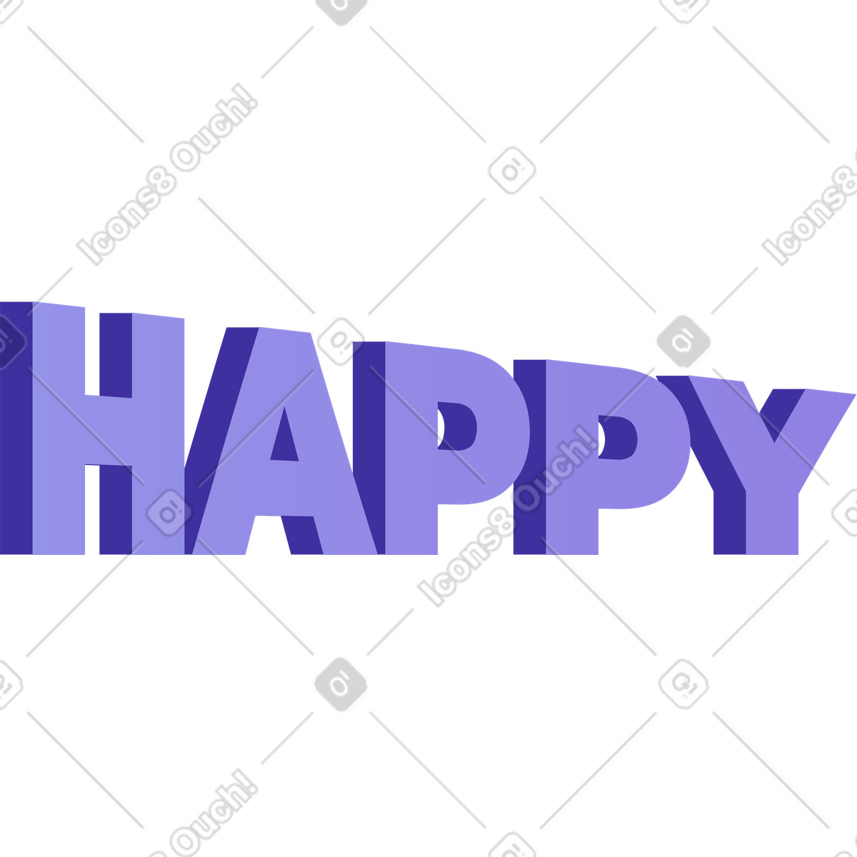 Lettering happy text illustration in Levels style download in PNG, SVG