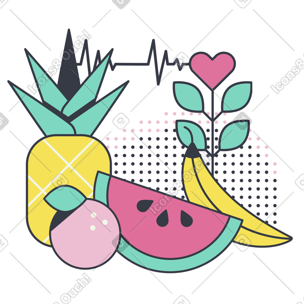 Ilustración Fruta fresca para una mejor salud en estilo Abstract a descargar en PNG y SVG