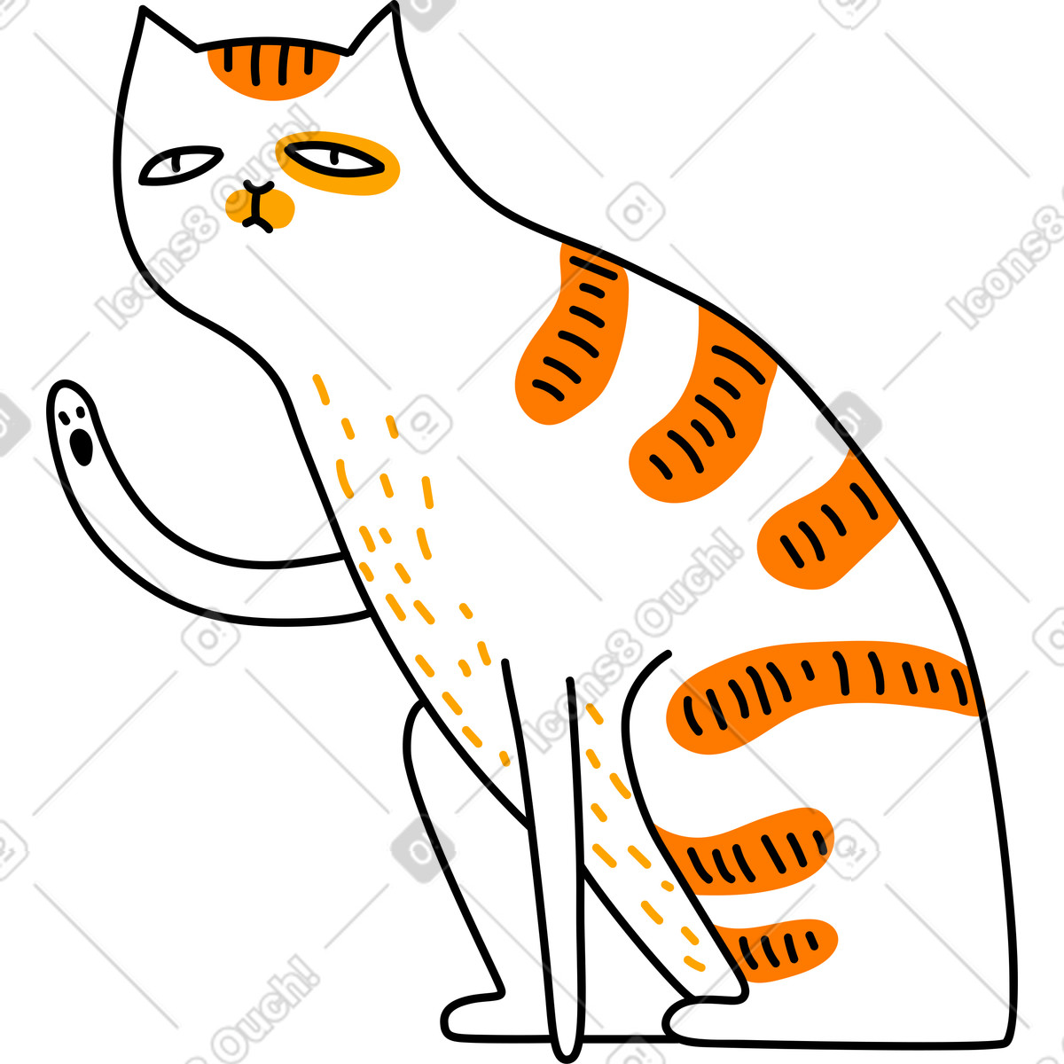 Cat illustration in Purr style download in PNG, SVG