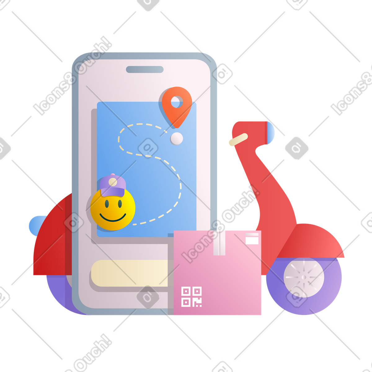 Monitoraggio della consegna dell'ordine sullo smartphone illustrazione in stile Silky scarica in PNG, SVG