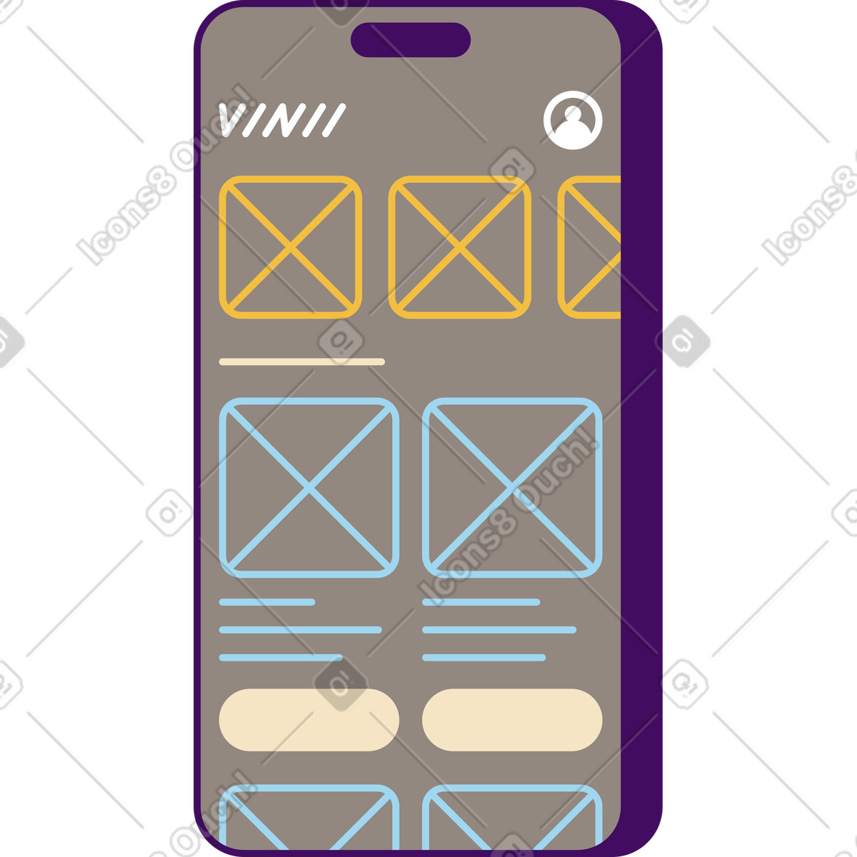 Mobile phone with app interface illustration in Simplistic style download in PNG, SVG