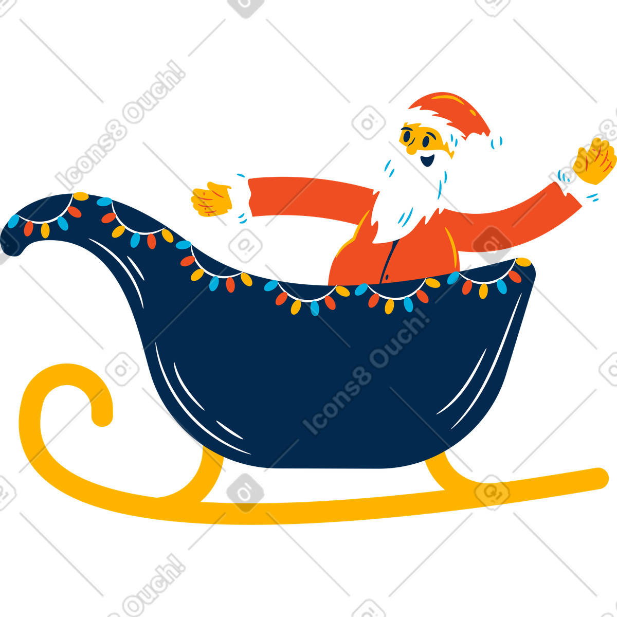 Ilustração de Trenó com papai noel em no estilo Flame para baixar em PNG, SVG