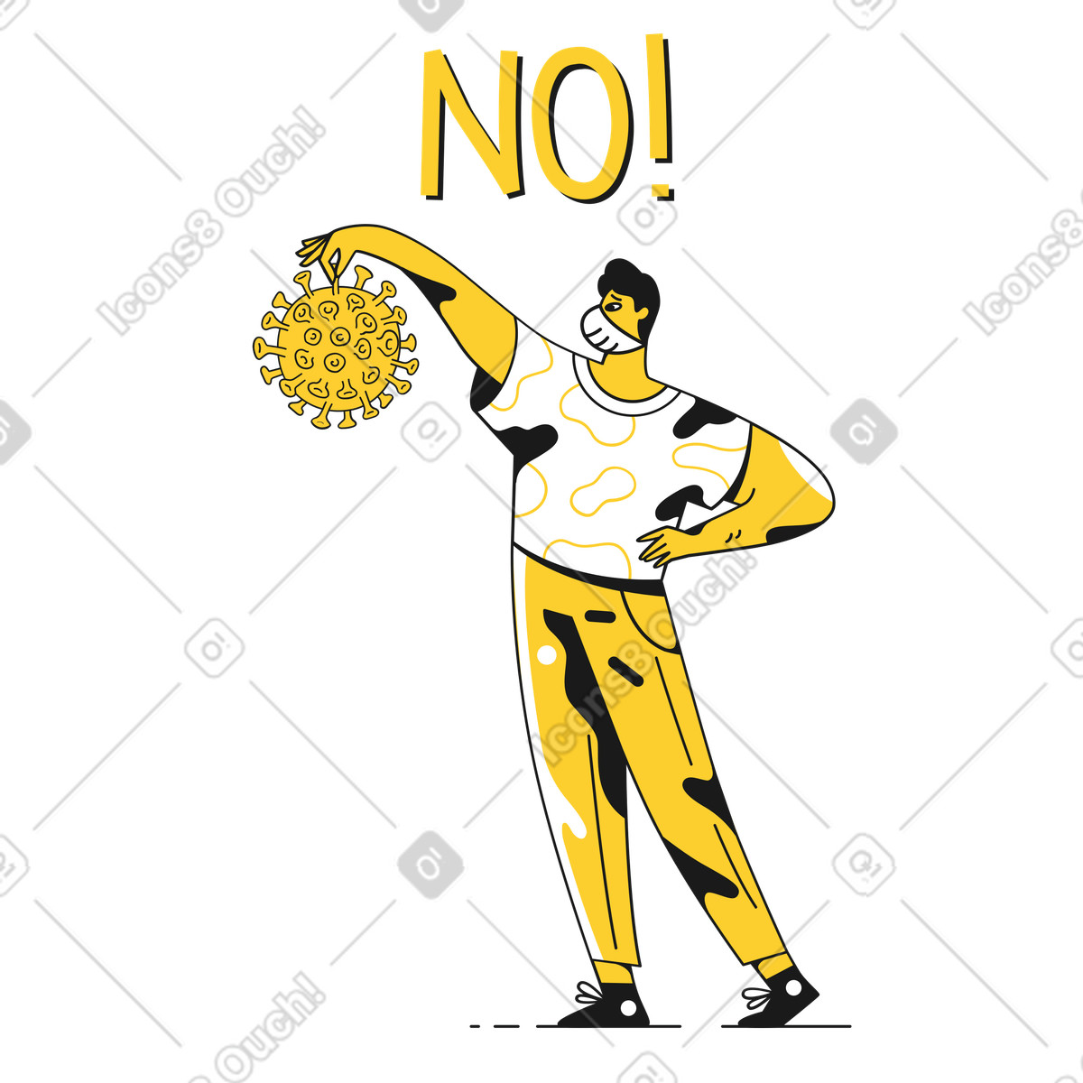 Taxi スタイルの No, virus, NO! のイラストをPNG、SVG形式でダウンロード