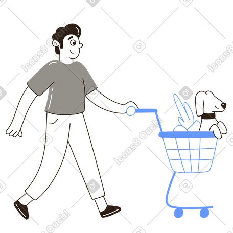 带着宠物一起推车购物 PNG, SVG