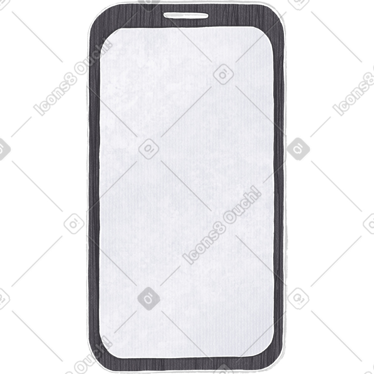 Black phone with white screen illustrazione in stile Crafty scarica in PNG, SVG