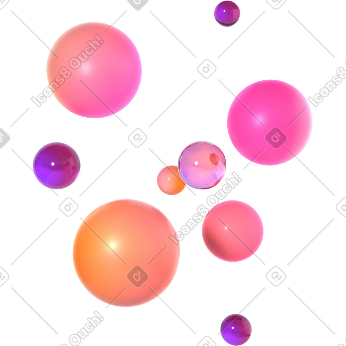 Ilustración animada Esferas flotantes de gradiente en estilo 3D Glassy a descargar en GIF, Lottie (JSON), AE