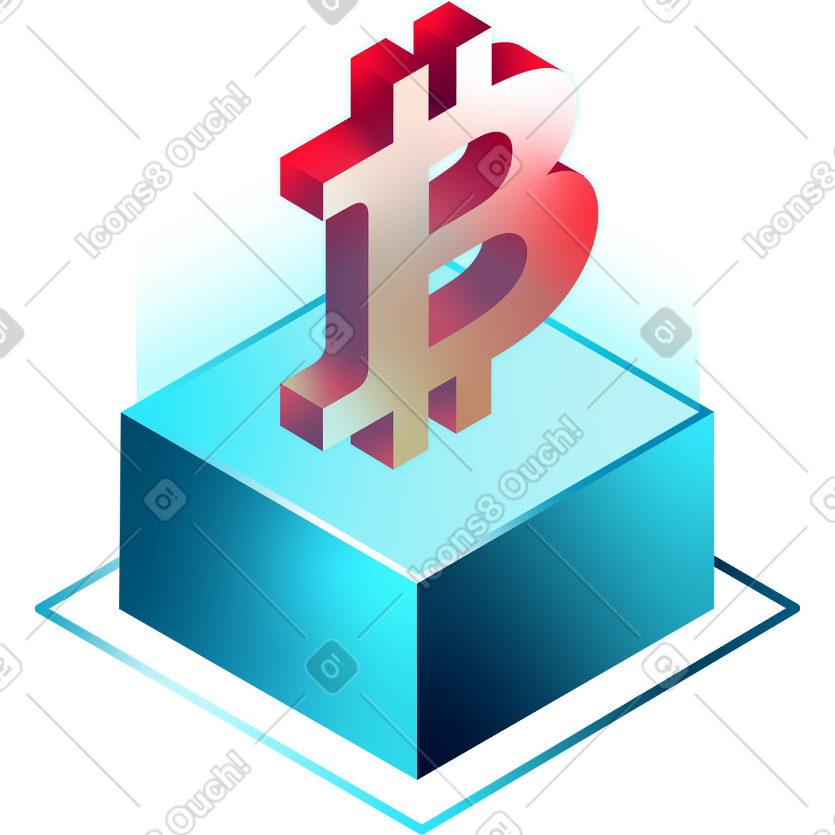 Illustration Icône bitcoin isométrique dans le style Glare à télécharger aux formats PNG, SVG