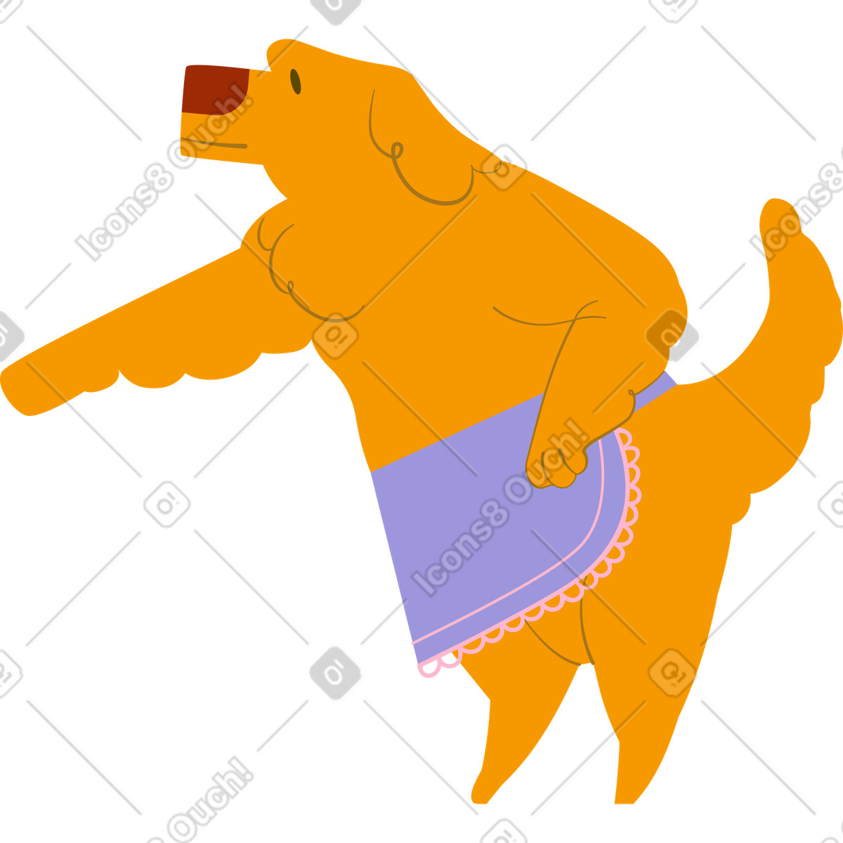 Yellow Labrador standing in profile, cartoon illustration clipart PNG SVG