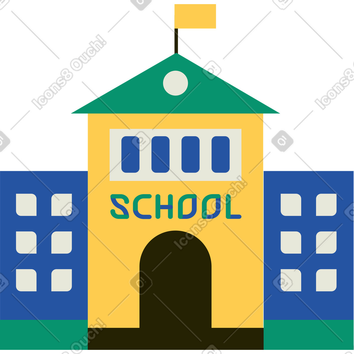 Ilustración Edificio escolar en estilo Spot a descargar en PNG y SVG