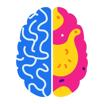 A brain showing artificial intelligence on one side and human creativity on the other