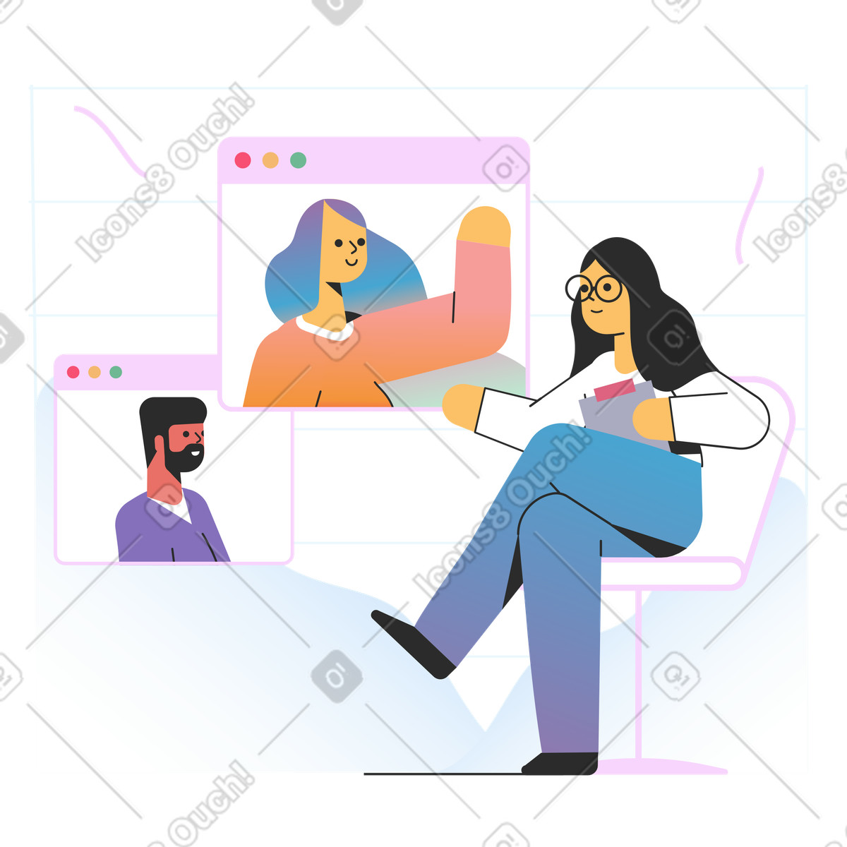 Ilustração de Recrutador à procura um candidato em no estilo Marginalia para baixar em PNG, SVG