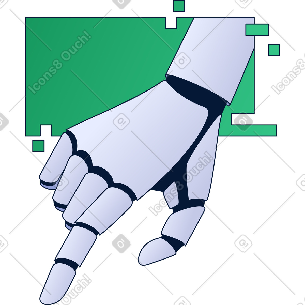 Robotic hand pointing illustration in Neat style download in PNG, SVG