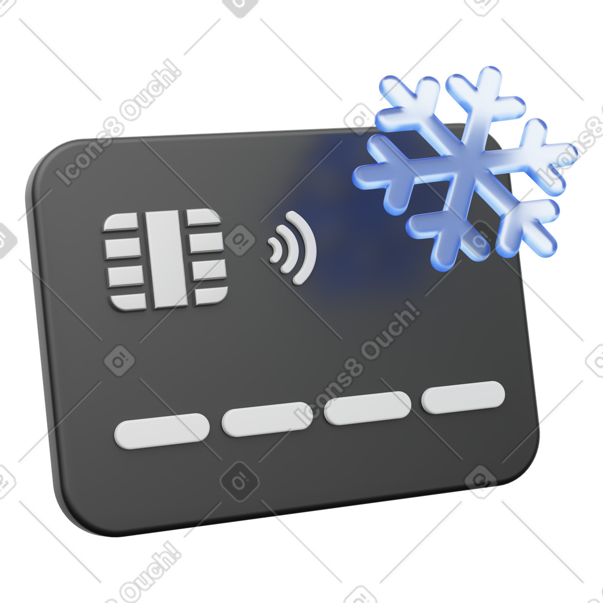 Fraud prevention and temporary suspension, Payment card freeze icon illustrazione in stile 3D Playful scarica in PNG, SVG