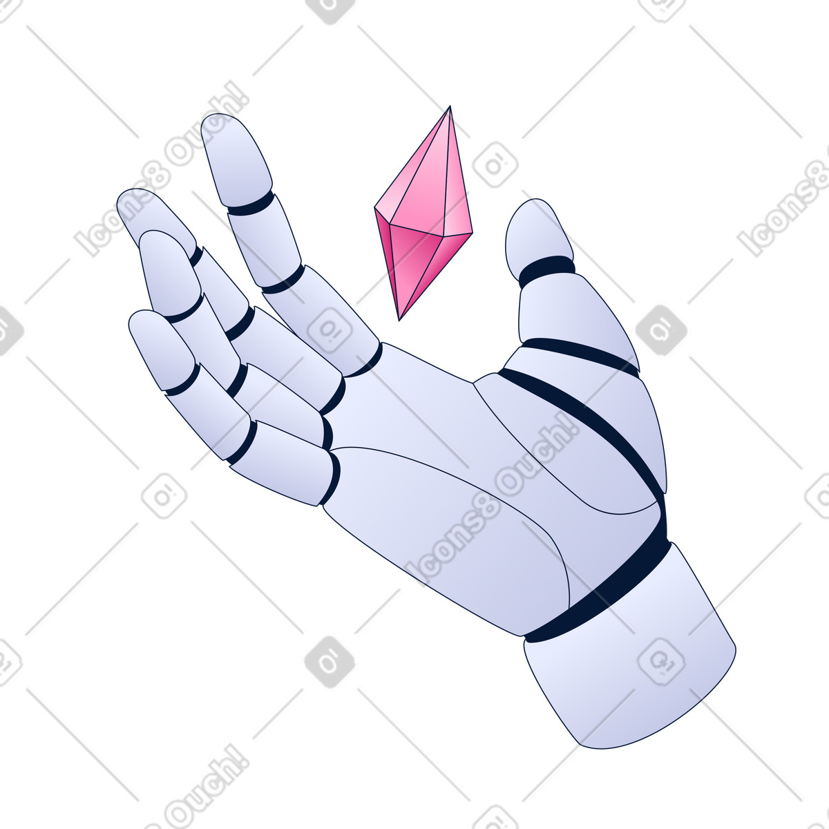 Robot hand holding crystal, Intelligent Data Collection, Artificial Intelligence illustration in Neat style download in PNG, SVG