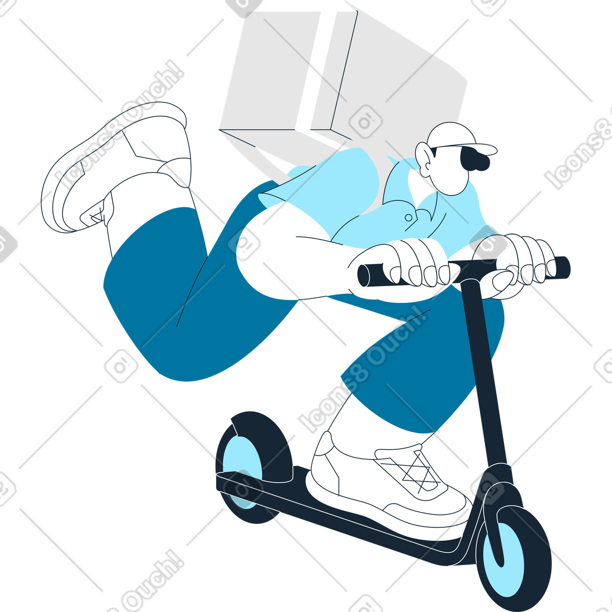 Ilustración Repartidor monta un scooter en estilo Indigo a descargar en PNG y SVG