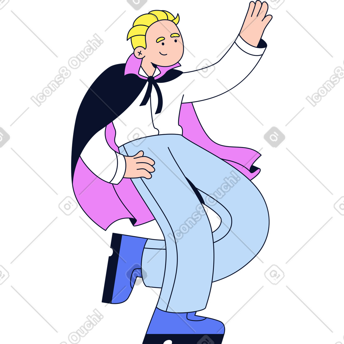 Illustration Homme en costume de vampire dansant dans le style Flexy à télécharger aux formats PNG, SVG