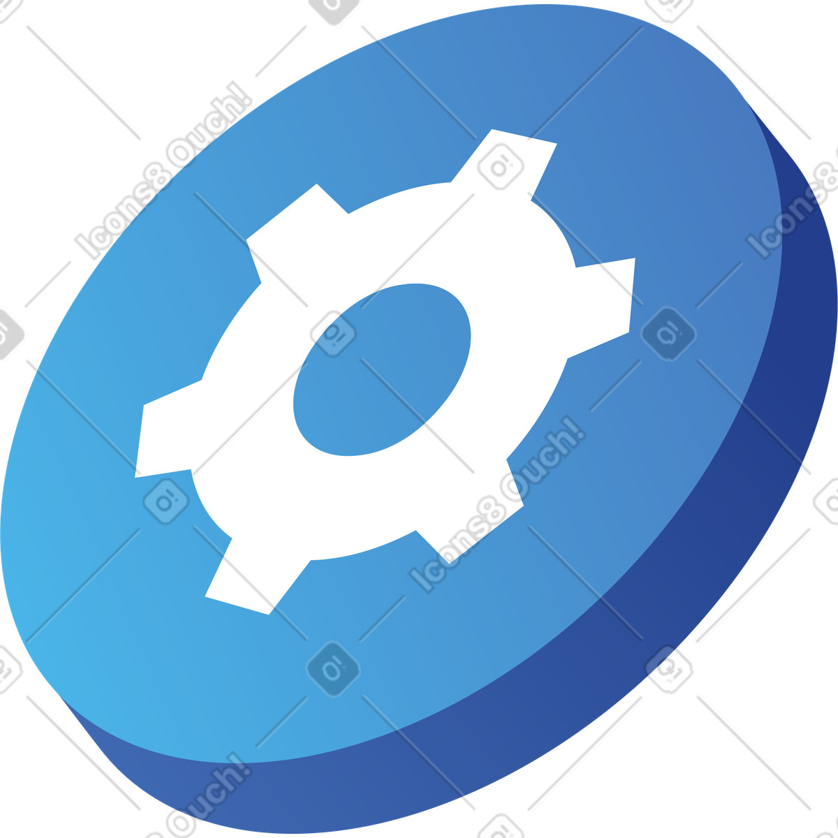 Blue gear coin button illustration in Quantum style download in PNG, SVG