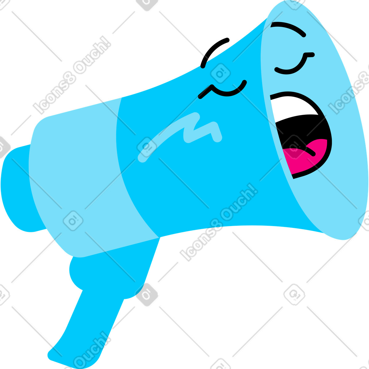Megaphone with a face illustration in Giggle style download in PNG, SVG