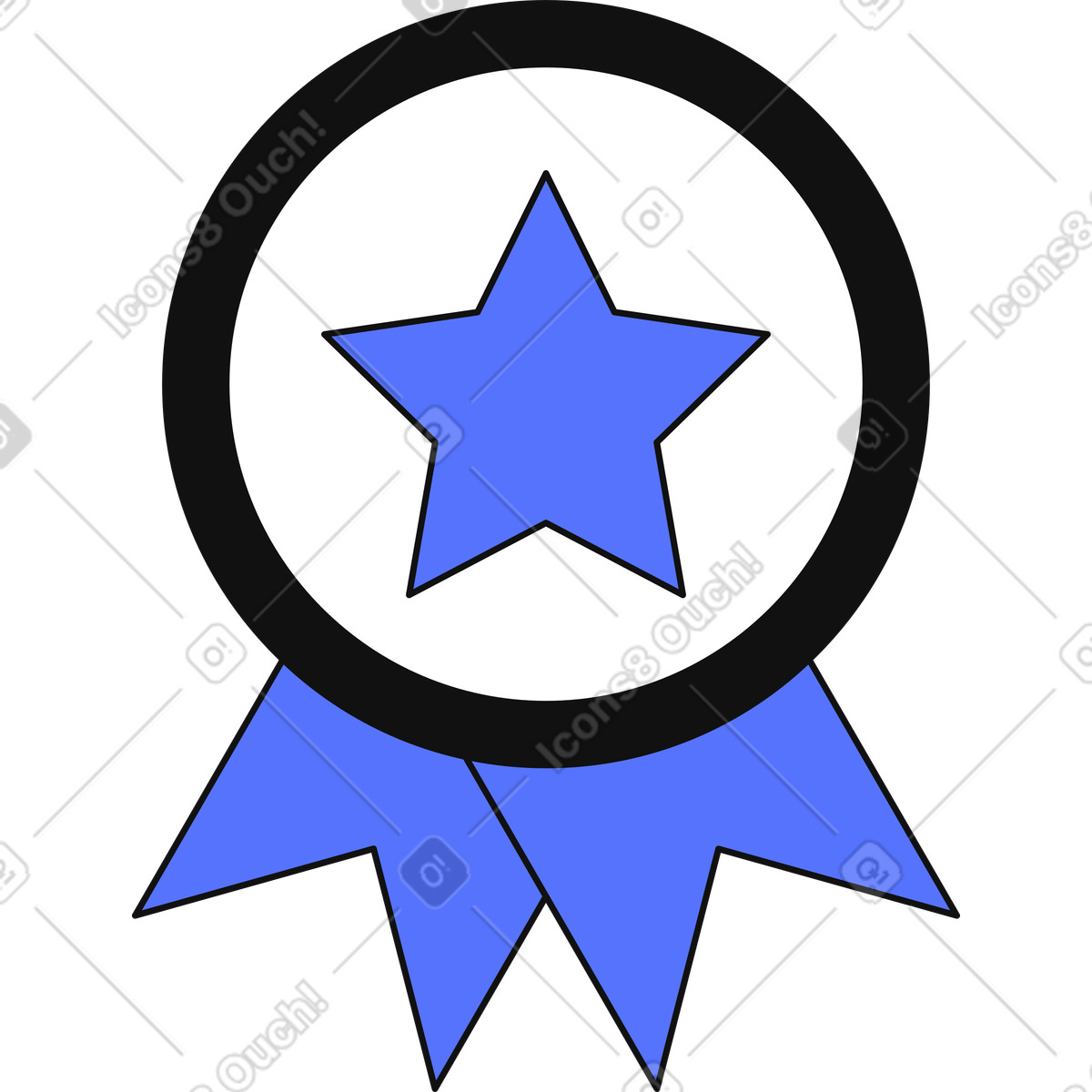 Main 스타일의 Achievement medal with star emblem for winner reward and celebration 일러스트레이션 PNG, SVG 다운로드