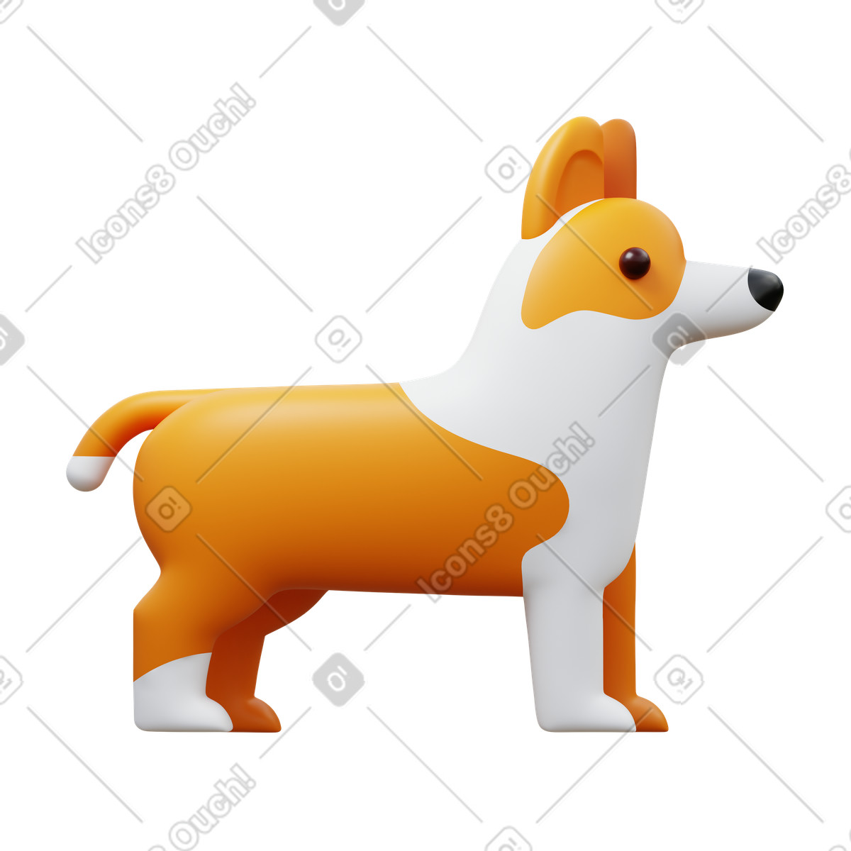 Ilustração de Corgi em no estilo 3D Fluency para baixar em PNG, SVG