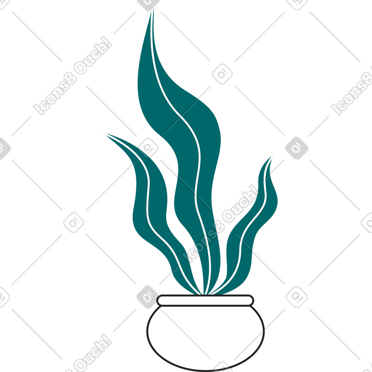 Illustration Plante queue de brochet dans un pot le style Sammy Line à télécharger aux formats PNG, SVG