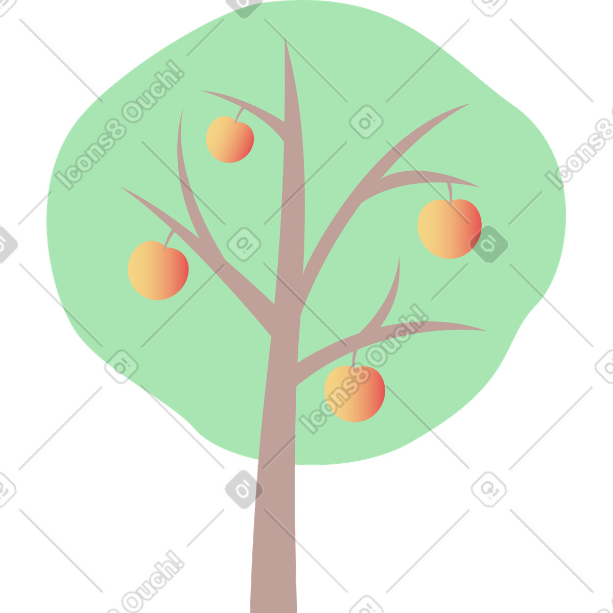 Pale 스타일의 Apple tree 일러스트레이션 PNG, SVG 다운로드