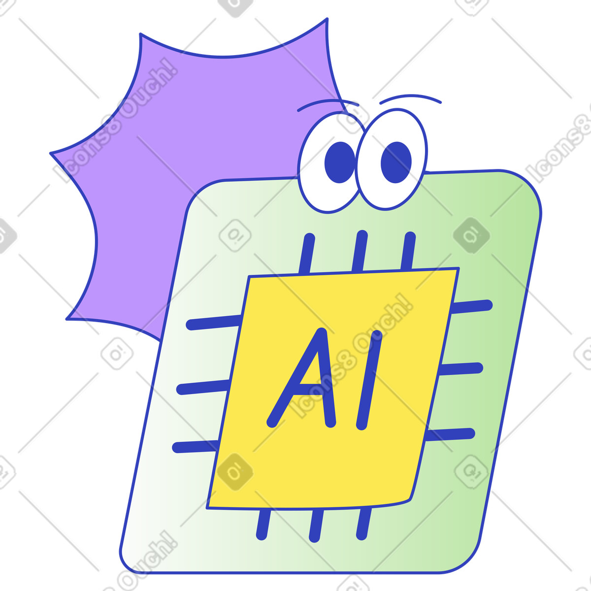 AI processing unit, Machine learning core, AI system module illustration in Eyeful style download in PNG, SVG