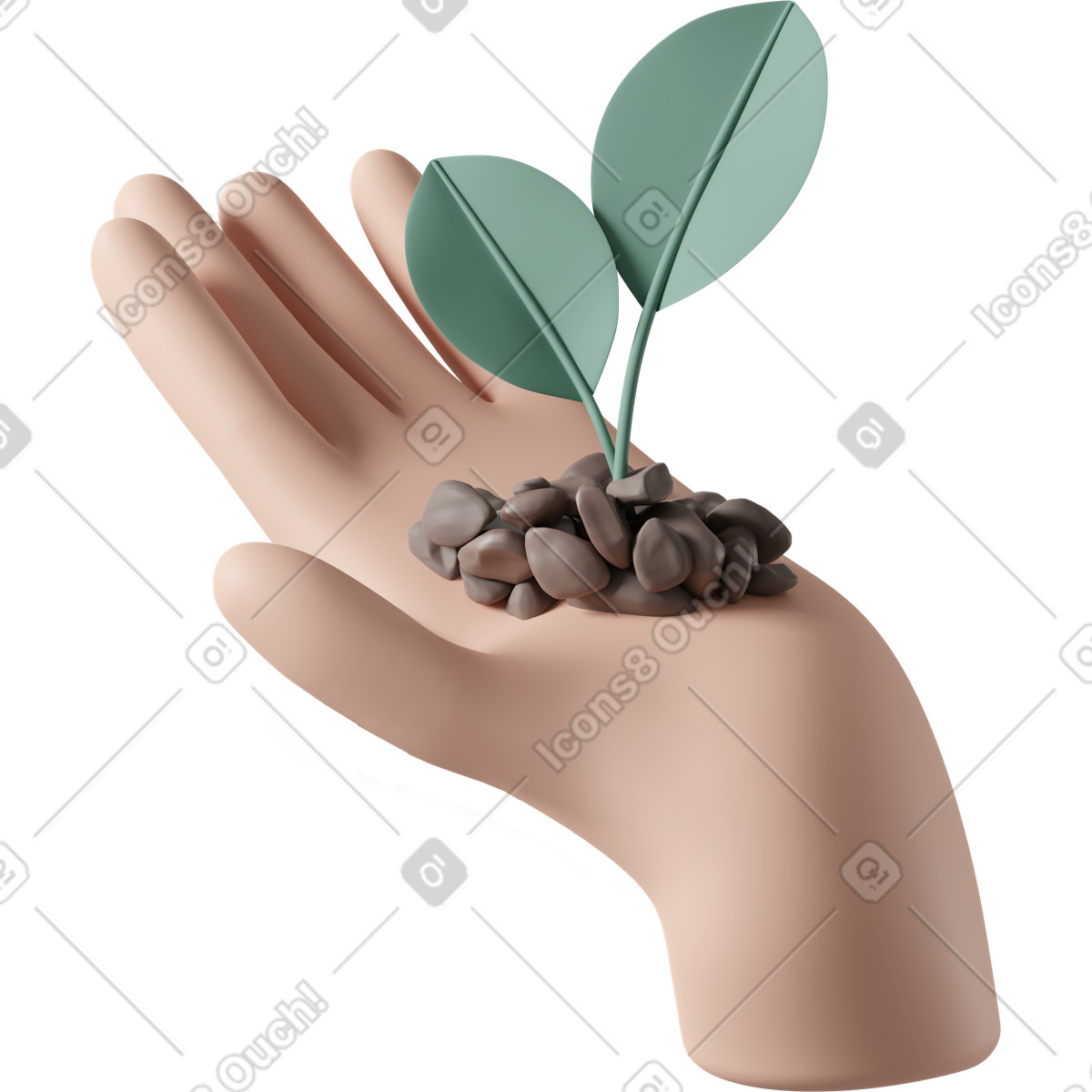 Ecology hand illustration in 3D Casual life style download in PNG, SVG