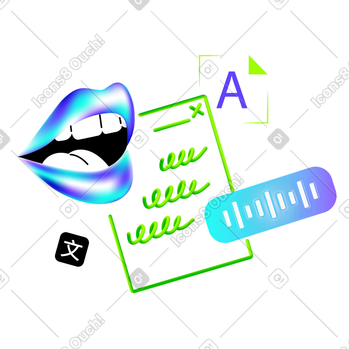 下载 Pure 风格的 Online foreign language pronunciation practice 插画，支持 PNG、SVG 格式