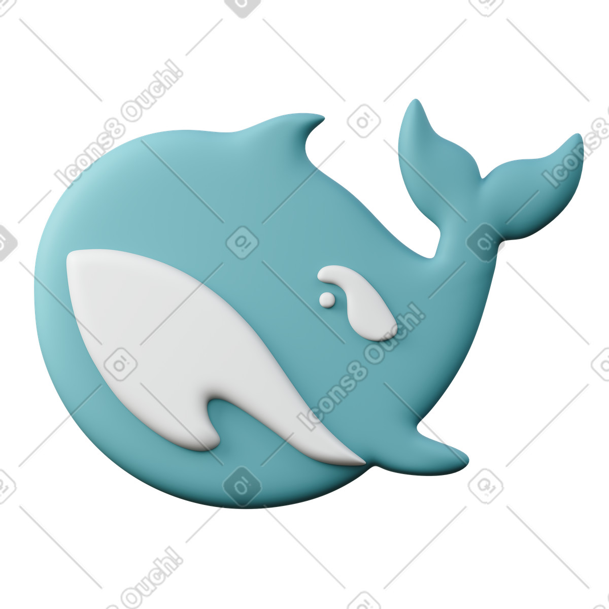 Logo deepseek turchese illustrazione in stile 3D Sugary scarica in PNG, SVG