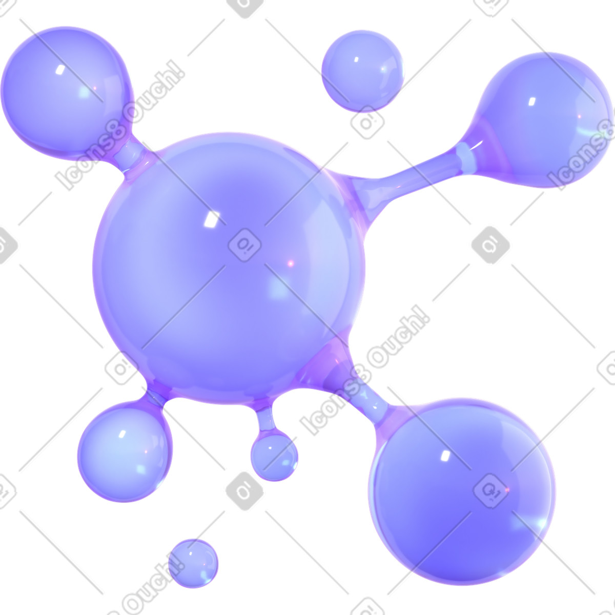 Irisierende verbindungen in einem glasmolekül-Illustration im 3D Glassy-Stil als Download PNG, SVG