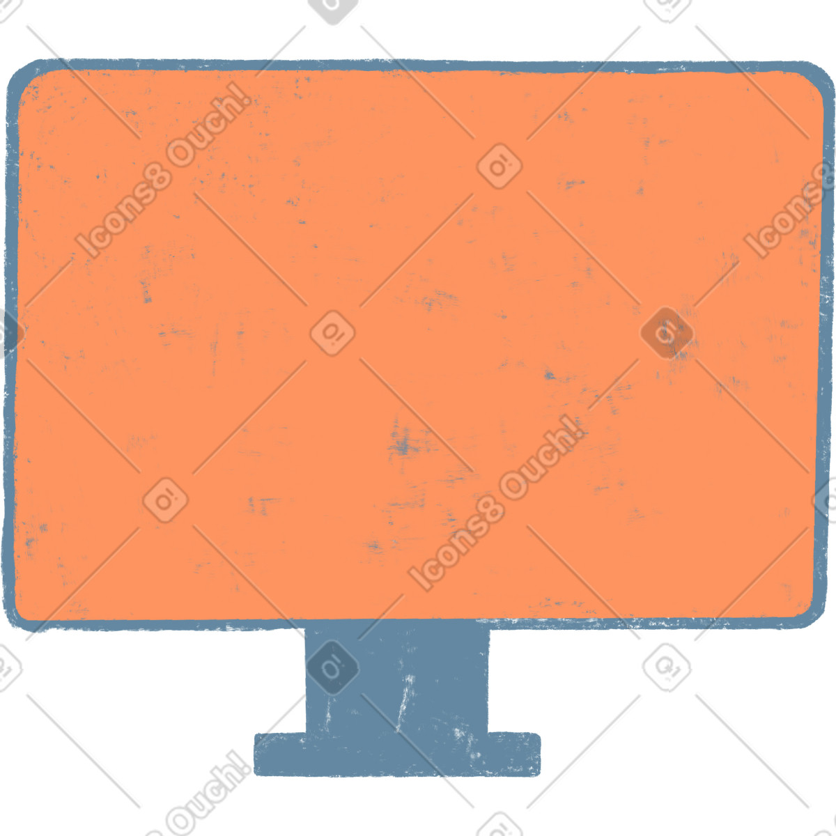 Computer screen with orange display illustration clipart in PNG, SVG, GIF