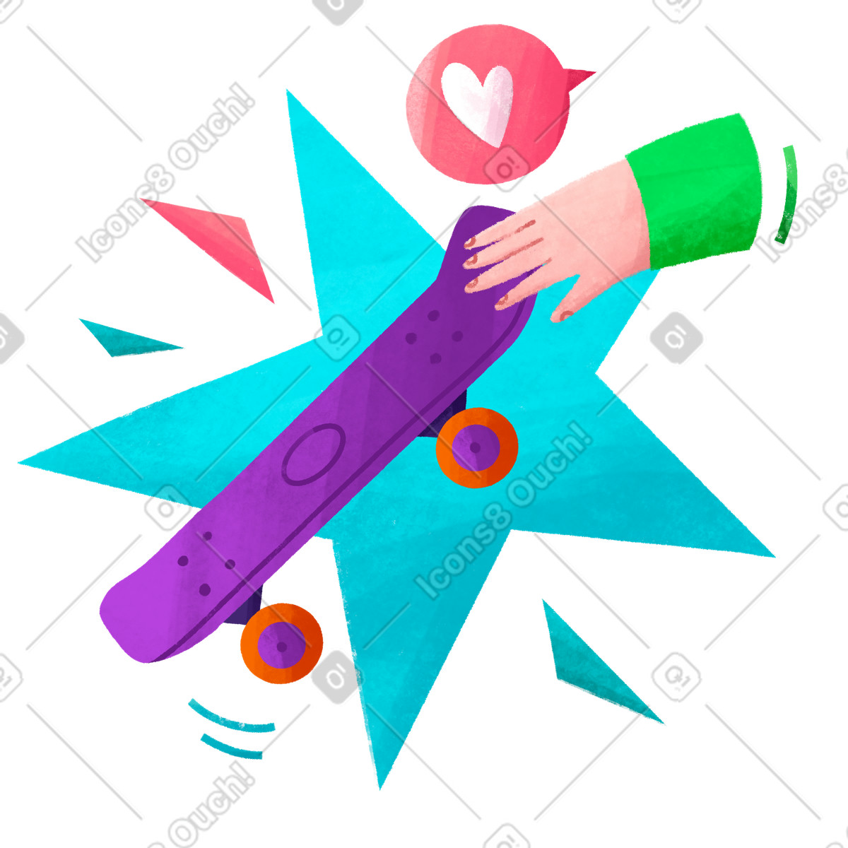 Hobby dello skateboard per adolescenti illustrazione in stile Bonbon scarica in PNG, SVG