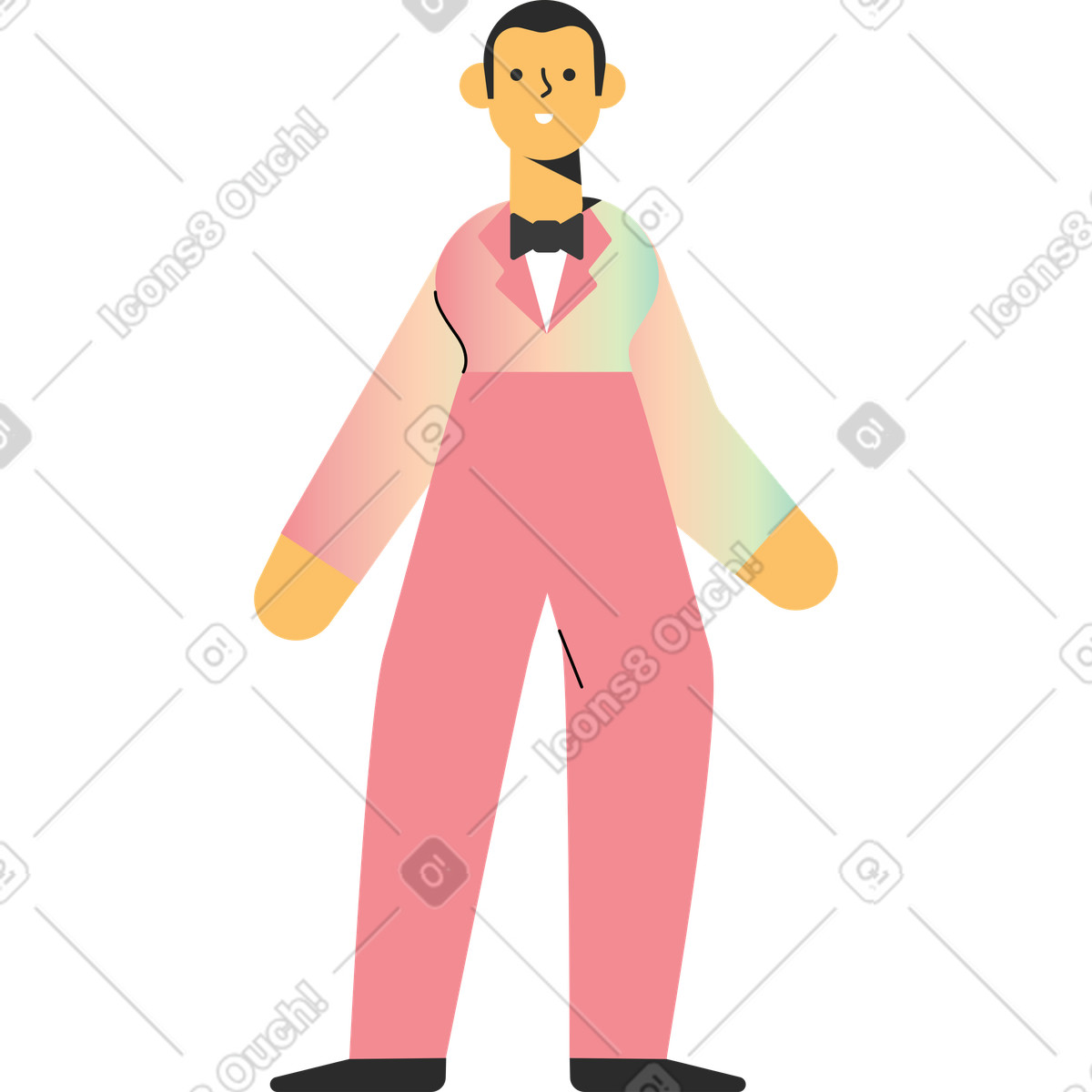 Groom in a wedding suit illustration Marginalia style download PNG, SVG