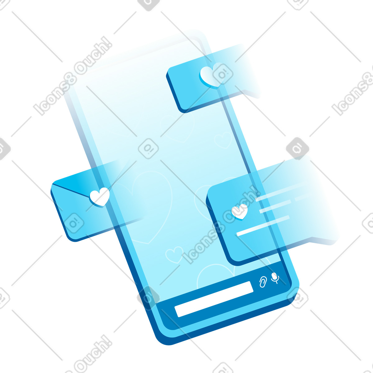 Icy スタイルの スマホでラブレター のイラストをPNG、SVG形式でダウンロード
