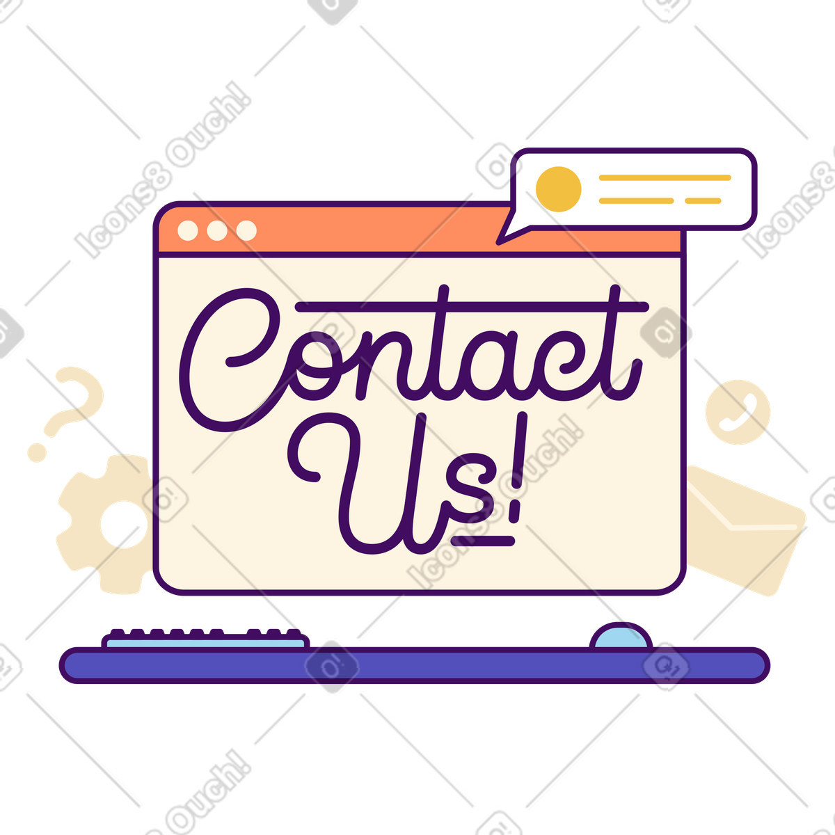 Simplistic 스타일의 Contact support popup window, Customer service UI 일러스트레이션 PNG, SVG 다운로드