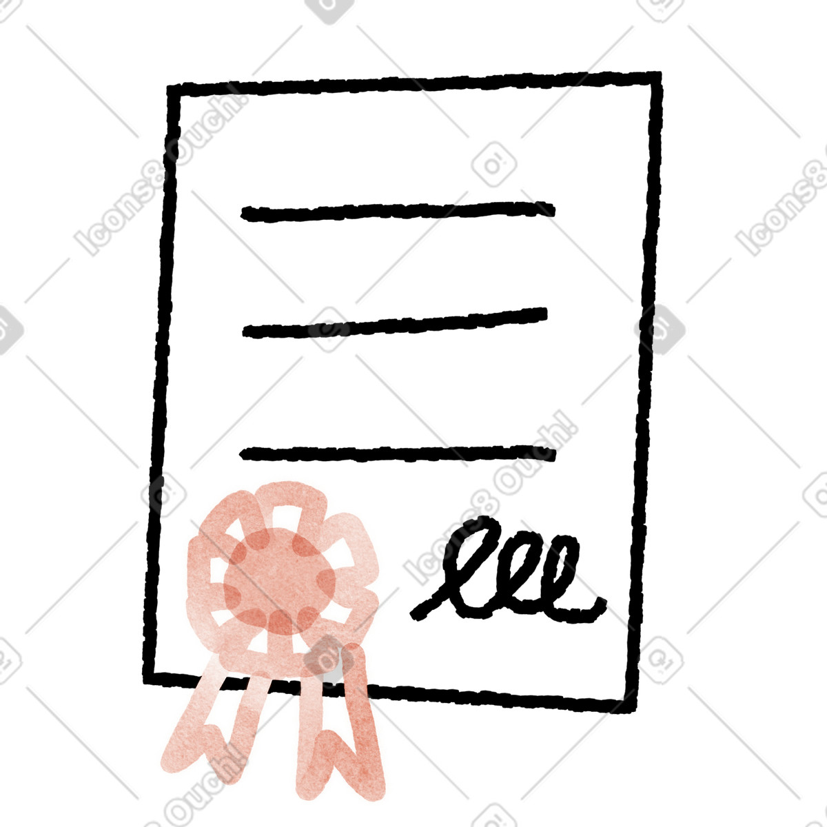 Иллюстрация Achievement certificate frame with decorative rosette ribbon at corner в стиле Anthropic Claude Hand Drawn — скачать в форматах PNG, SVG