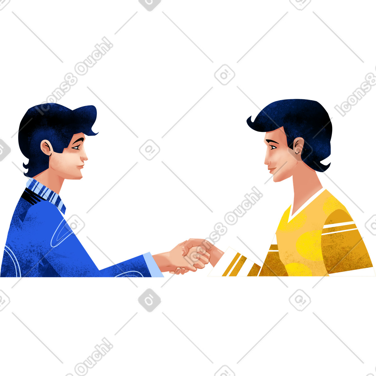 Men shake hands illustration in Flare style download in PNG, SVG