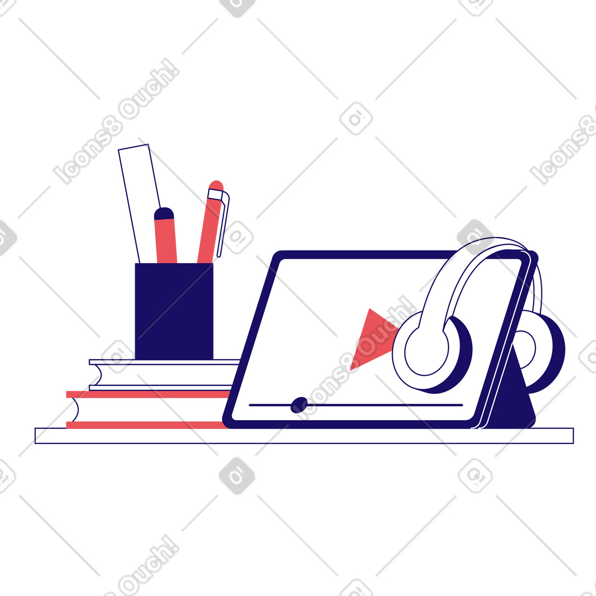 Educational video for online education illustration in Bendy style download in PNG, SVG