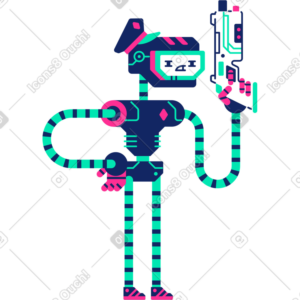 Ilustração de Robô em no estilo Cyborg para baixar em PNG, SVG