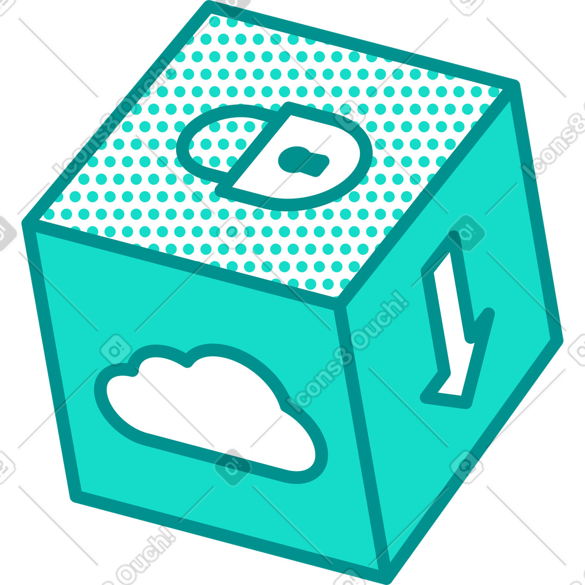Ilustración Cubo con iconos en estilo Natty a descargar en PNG y SVG