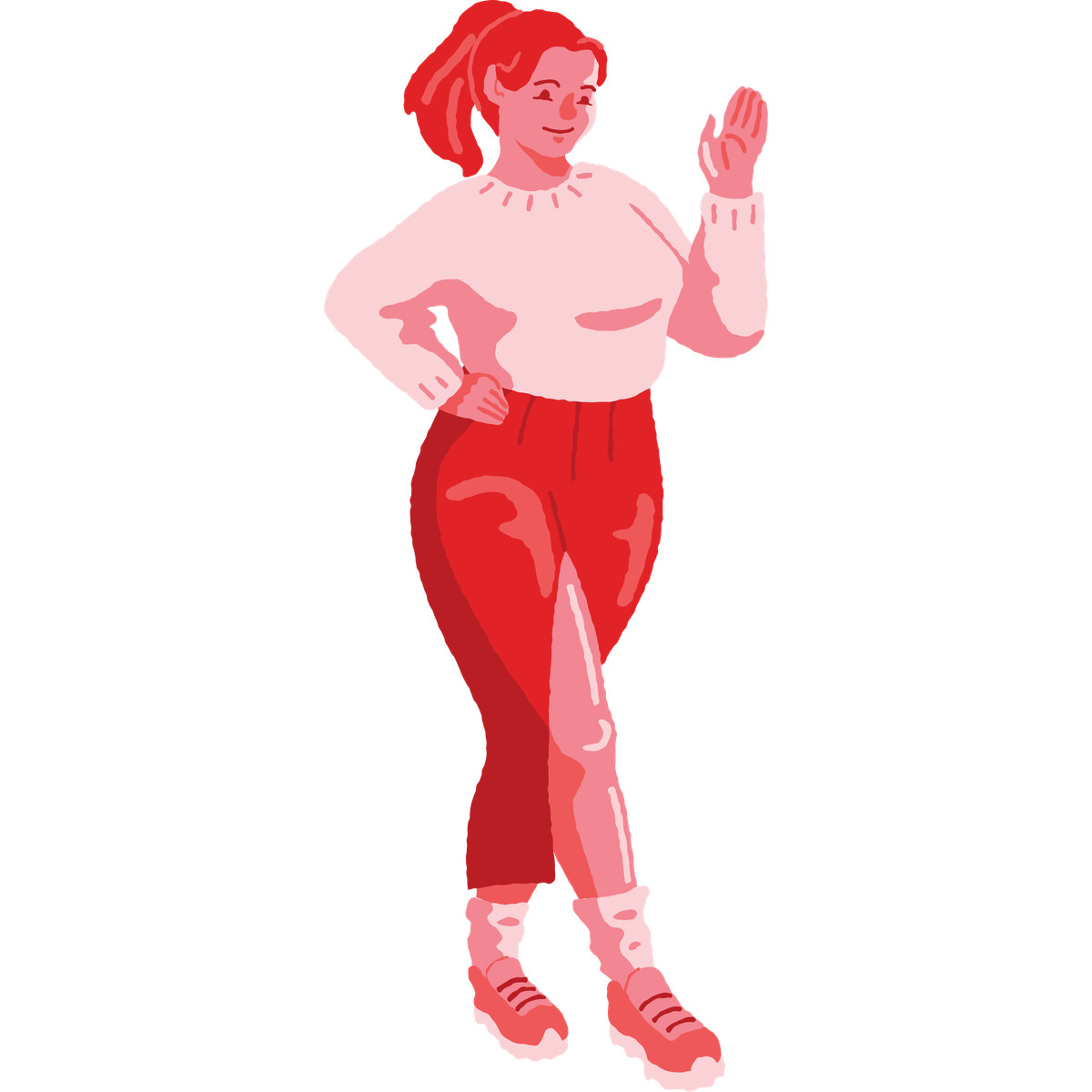 Curvy woman standing waving-Illustration im Cherry-Stil als Download in PNG, SVG