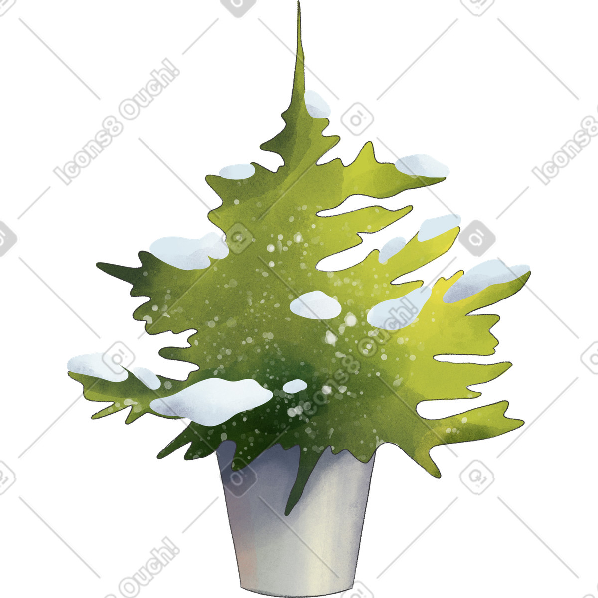 Seasons 스타일의 양동이에 눈 나무 일러스트레이션 PNG, SVG 다운로드