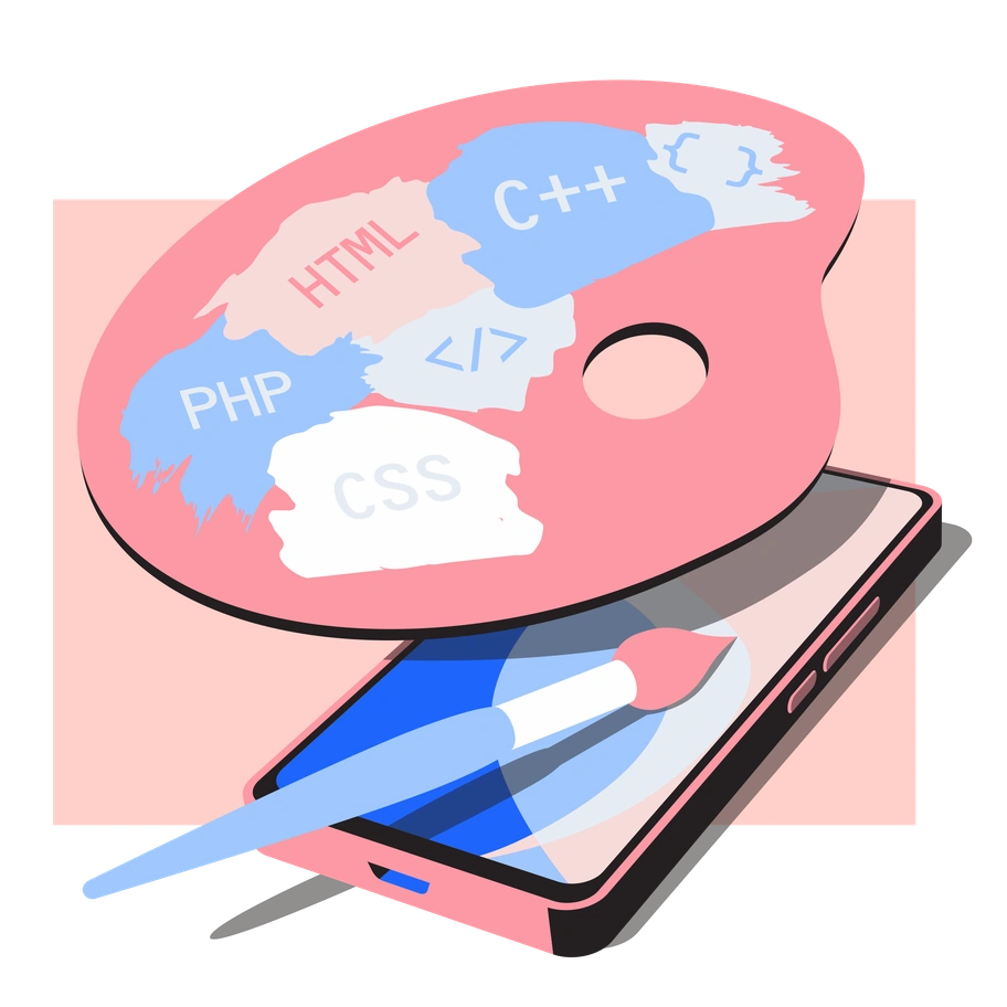 Phone app UX design illustration