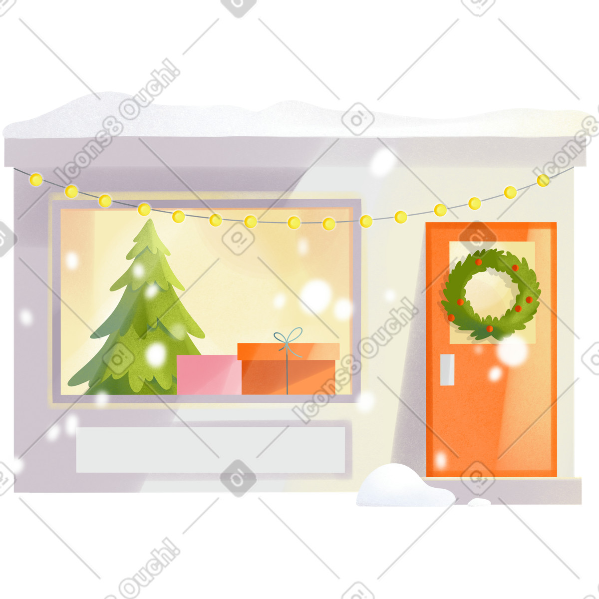 Christmas shop-Illustration im Shine-Stil als Download in PNG, SVG