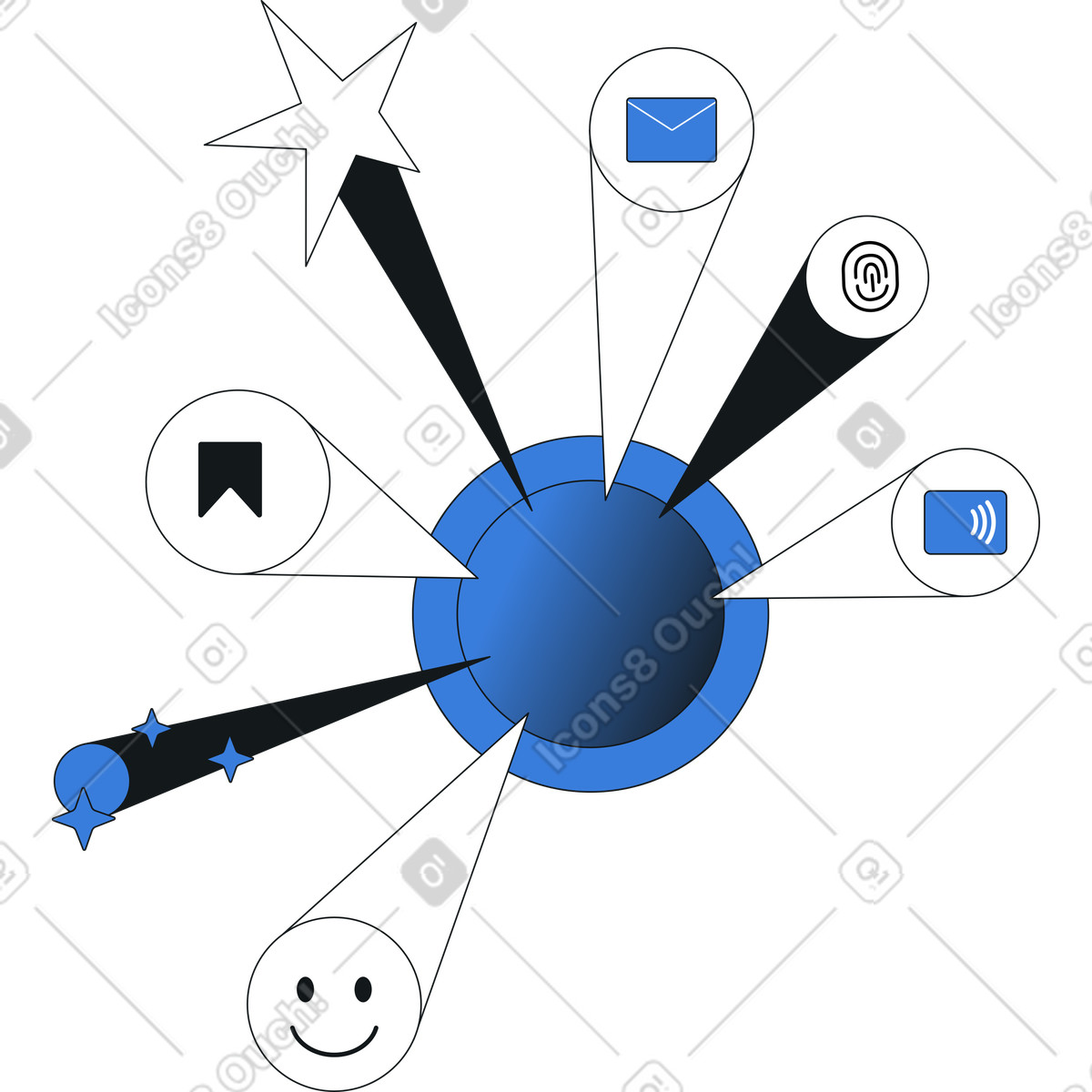 User interface for instant commands illustration in PNG, SVG