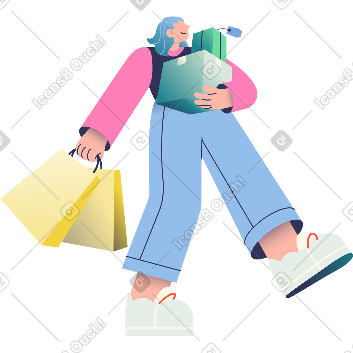 Shopping-mädchen-Illustration im Beam-Stil als Download in PNG, SVG