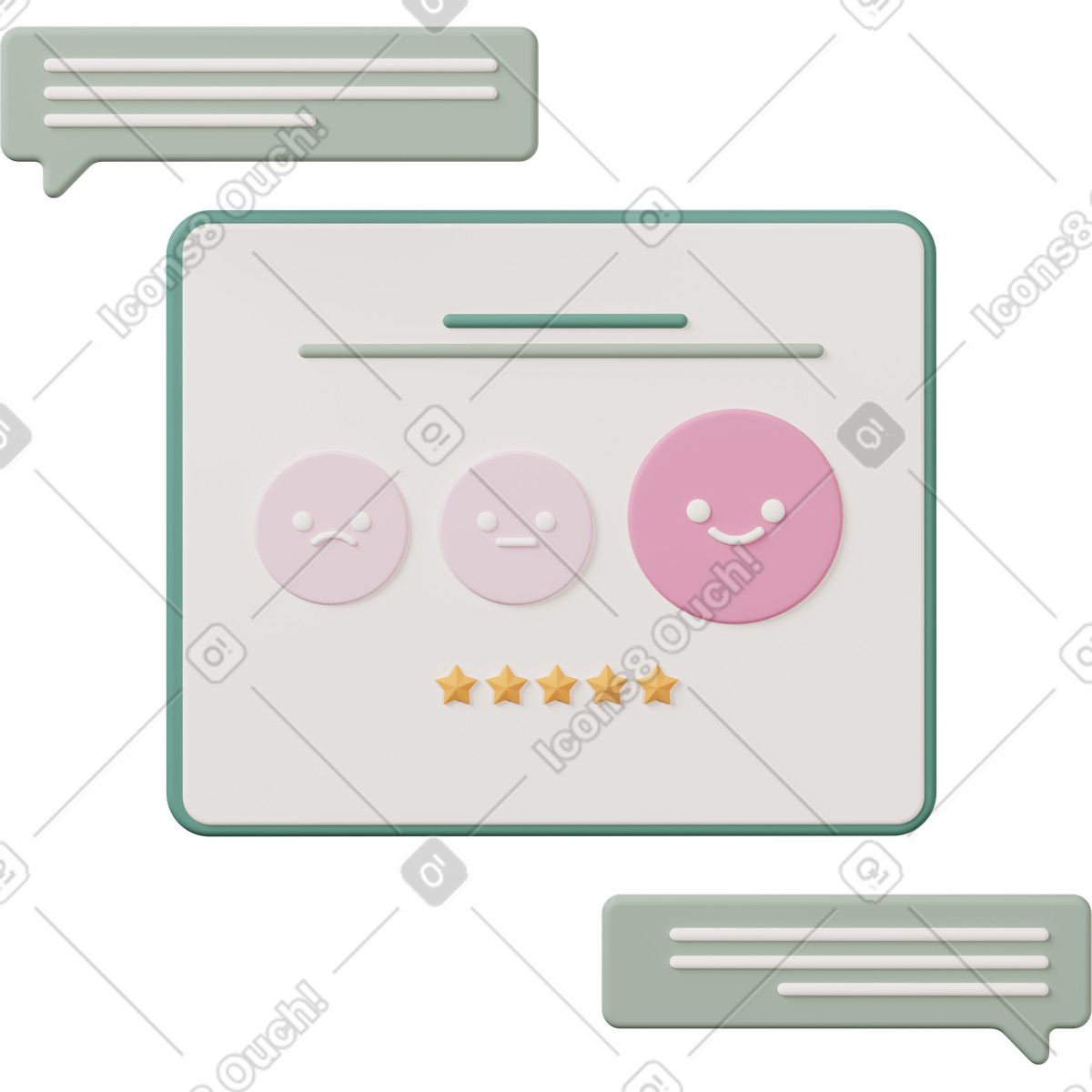 Анимированная иллюстрация Rating window chat в стиле 3D Casual life — скачать в форматах GIF, Lottie (JSON), AE