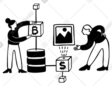 Les femmes utilisant les technologies blockchain et crypto-monnaie PNG, SVG